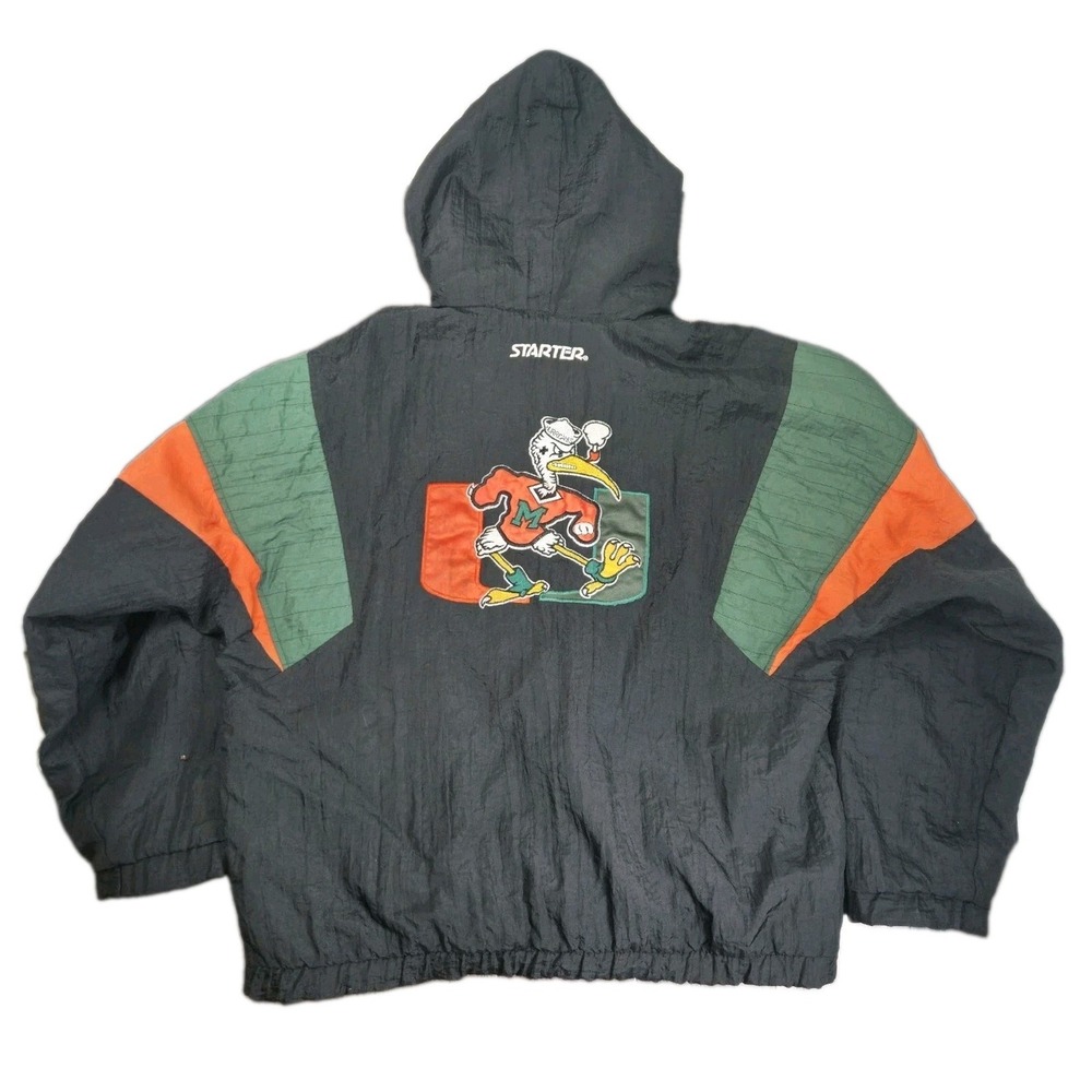 VTG 90's Miami Hurricanes Starter Jacket 1/4 Zip Pullover Men's Large Streetwear